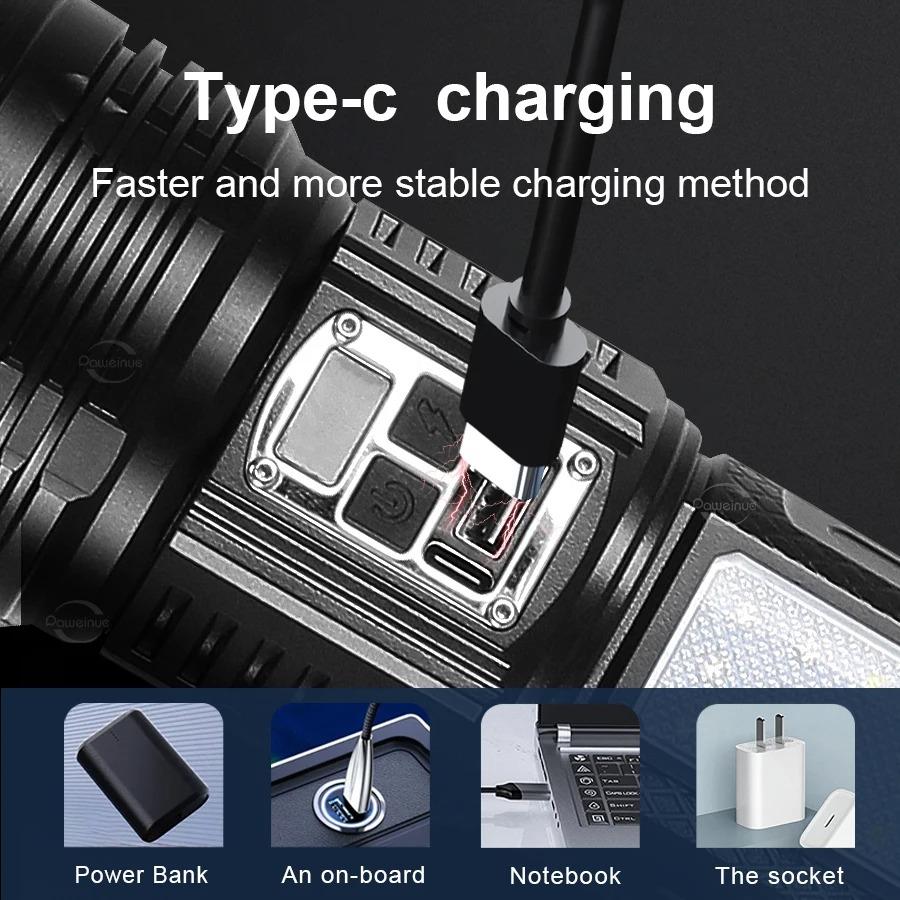 NEW 1000000LM High Power Led Flashlights Built-in Battery 15000mah Torch Emergency Spotlight Most Powerful Lantern
