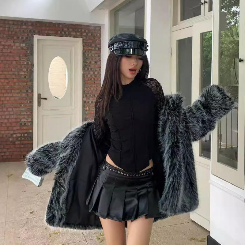 New Autumn and Winter Imitation Fur Jacket Women's Lapel Mid-length Fox Hair Loose Casual Thickened Plush Trendy Cool Style