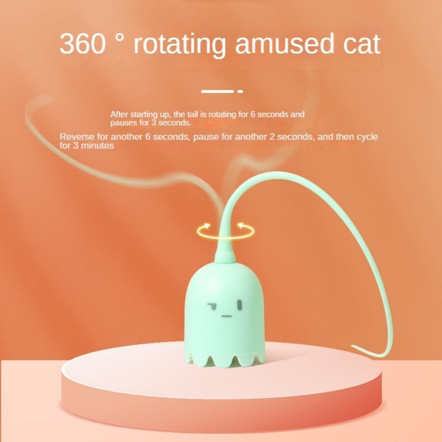 Pet Electric Tease Cat Stick Intelligent Magic Tail Cat Toy Silicone Tail Bite-resistant Automatic Self-hiking Rotating Ball