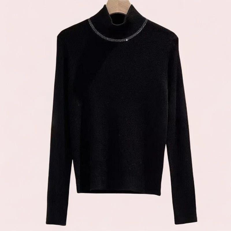 Korean Version of Commuting Simple Base Knit Sweater Top High-neck Ironing Sweater for Women with Slim Fit and Fashionable
