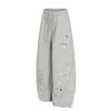 Mens Fleece Wide Leg Pants Star Print Streetwear Sweatpants Loose Fit Winter Trousers