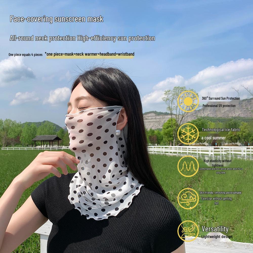 Women's Summer Face Mask: High Elastic Silk Scarf, Full Face and Neck Protection, Cycling Ear-Hanging Ice Silk Gaiter.