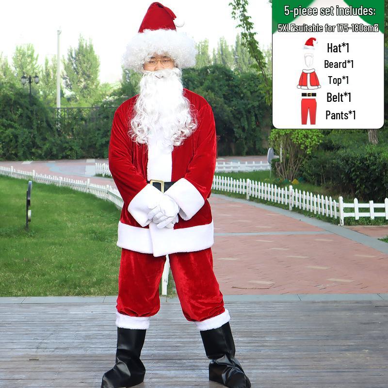 Adult Santa Claus Costume Set - Men's & Women's Plus Size Christmas Outfit