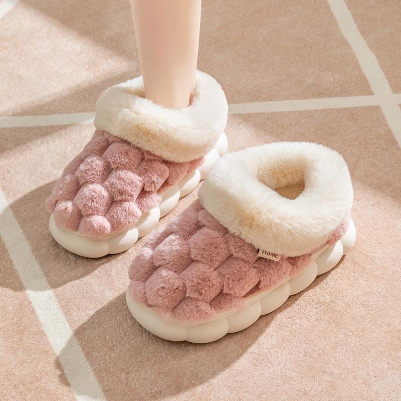 Spot Cotton Slippers Household Autumn and Winter Indoor Warm Home Thick Bottom Couple Plush Slippers Home Winter