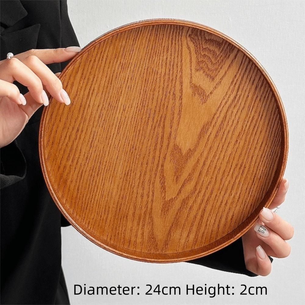 Vintage Round Serving Tray Wooden 21/24/27/30/33cm Wood Platte Tea Food Tray Breakfast Dinner