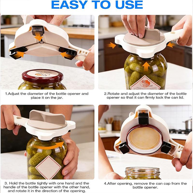 4 In 1 Multifunctional Jar Opener Adjustable Effort-Saving Can Opener Fits For Jars Cans Wine Bottles Durable Kitchen Tool 6