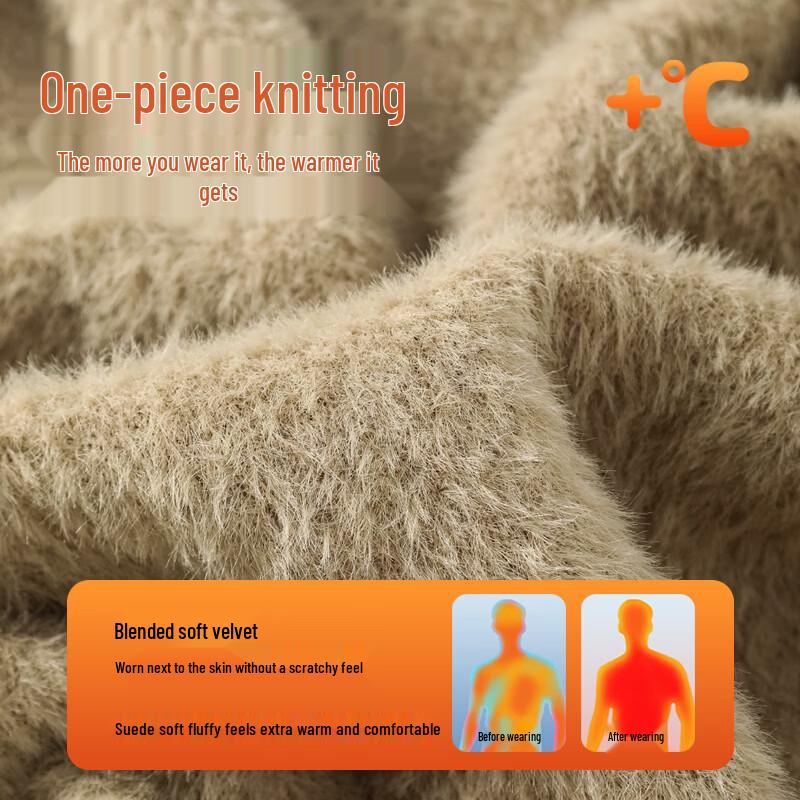 JEEP Men's Thickened Warm Half-High Collar Pullover Sweater