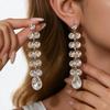 Silver Needle Rhinestone Water Drop Tassel Stud Earrings - Exquisite High-end Light Luxury Ear Jewelry