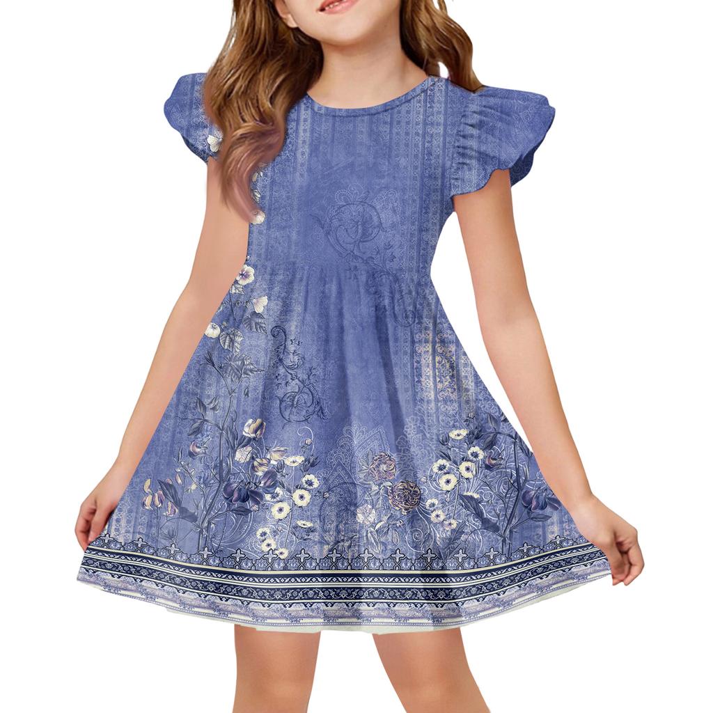 Vestito estivo da principessa per bambina - Vestito a T-shirt a linea ad A Giorno di Pasqua