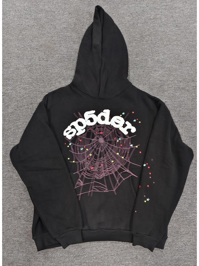 Hanorac Bărbătesc Greu cu Imprimeu Pânză de Păianjen - Trendy, Croială Largă cu Plus de Catifea