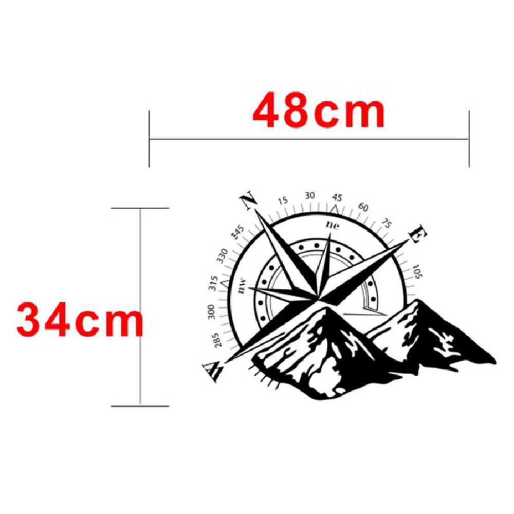 Black Car Hood Bonnet Door Panel Sticker Compass Graphics Vinyl Decal 48 X 34Cm