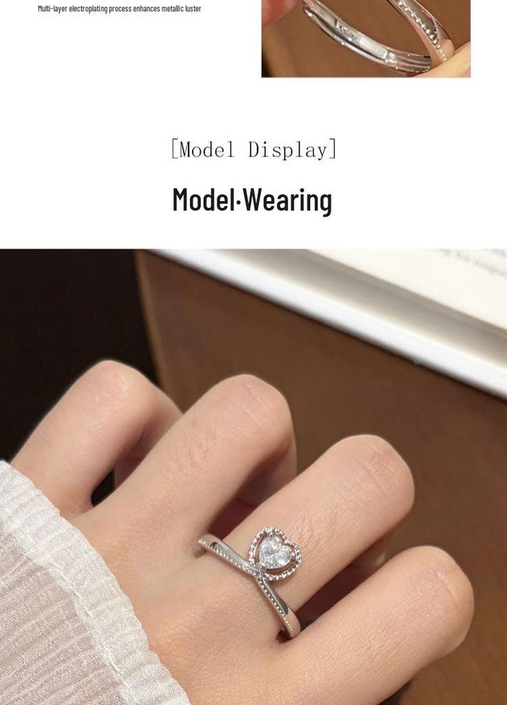 Heart-Shaped Moissanite Ring in S925 Sterling Silver for Women
