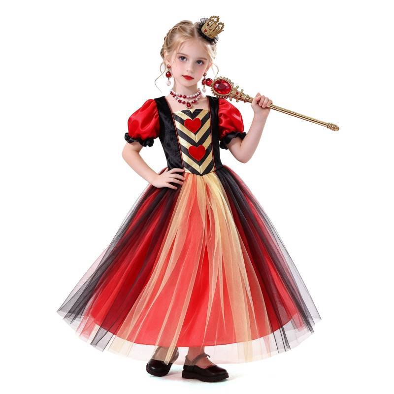 Alice In Wonderland The Red Queen Cosplay Dress For Girls With Polyester Fabric For Costume Parties