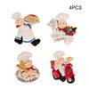4PCS Cartoon Creative 3D Bread Chef Message Home Decor Fridge Magnet Refrigerator Decoration Gift For Kitchen Sticker Poster