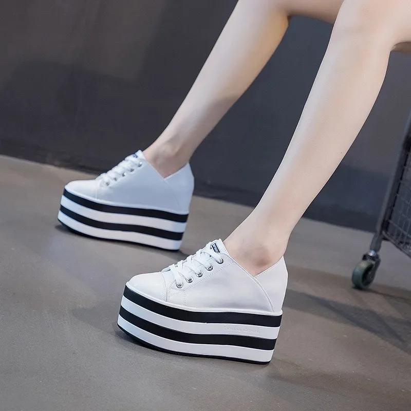 Fashion High Quality 12cm Platform Wedge Sneakers Shoes Slippers for Women Shoes Spring Autumn Breathable Summer Shoes Mules Breathable