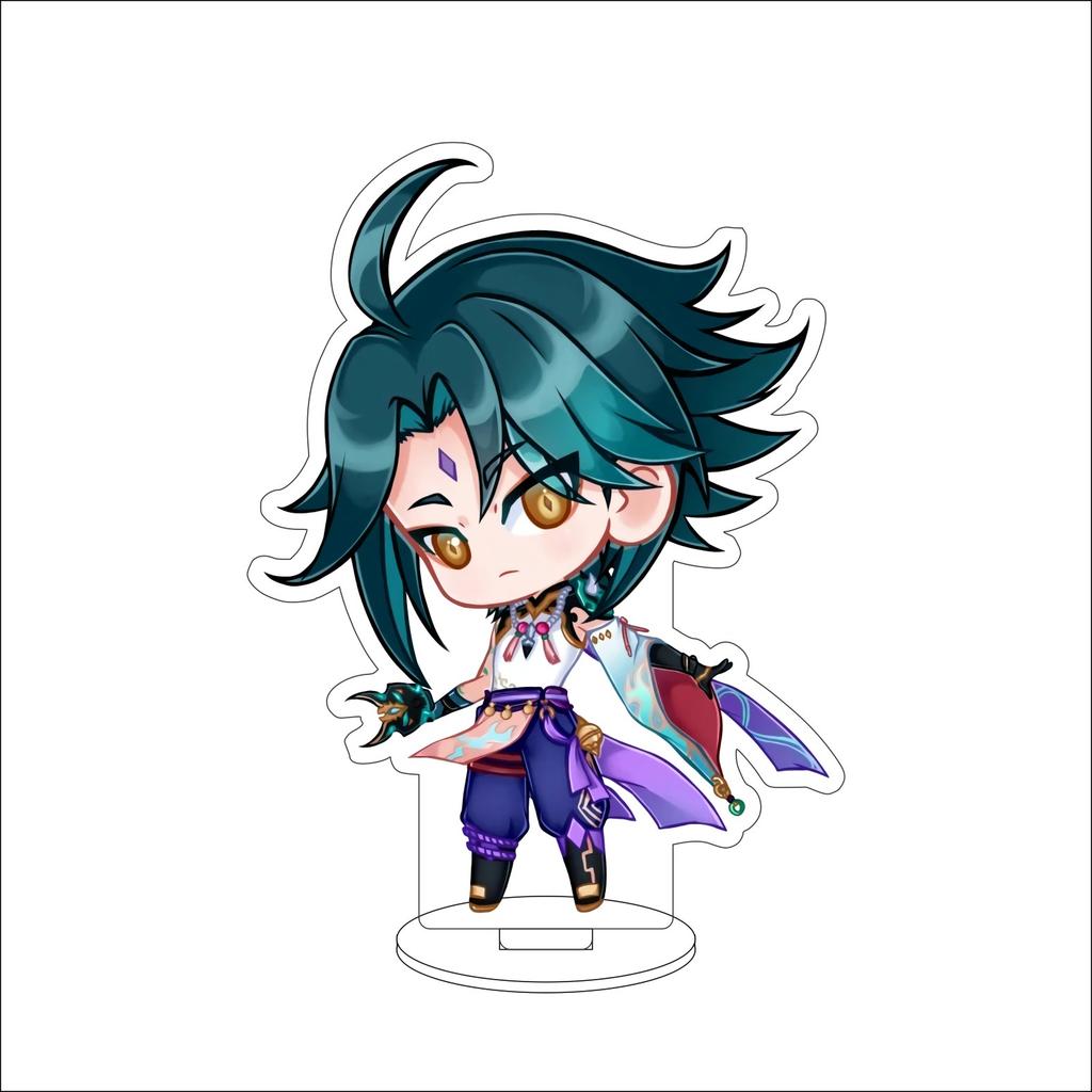 10CM Anime Genshin Impact Figure Stand Model Xiao Cute Desk Decor Standing Sign Gifts