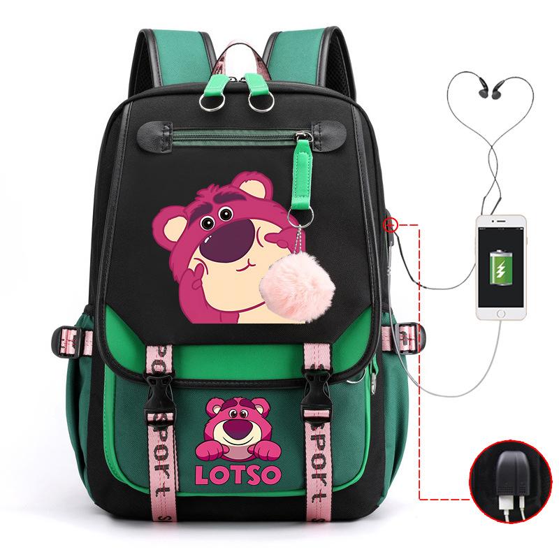 Mengmeng Xiaoqing Strawberry Bear Printing College Style Campus Primary School Student School Bag Lightweight And Large Capacity