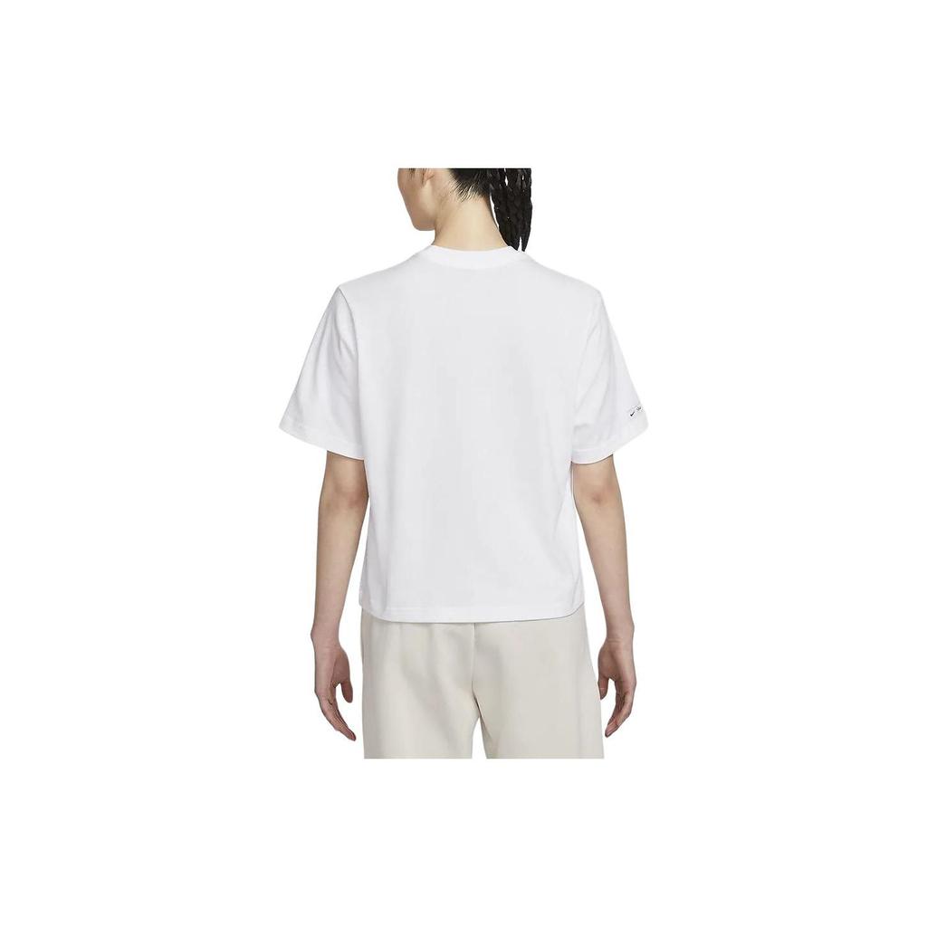 Nike Sportswear Classics Alphanumeric Crew Neck Casual Pullover Short Sleeve T-Shirt Women Tops White FQ6601-101
