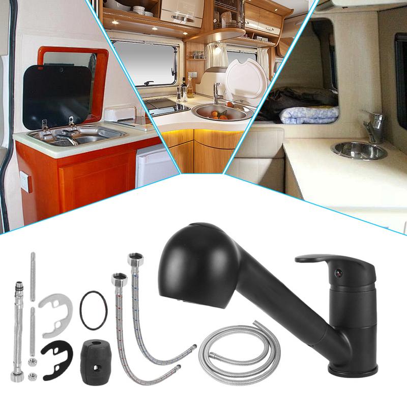 RV Pull-out Faucet Kitchen Faucet With Pull Out Sprayer Single Handle 1 Hole RV Kitchen Faucets Campervan Accessories