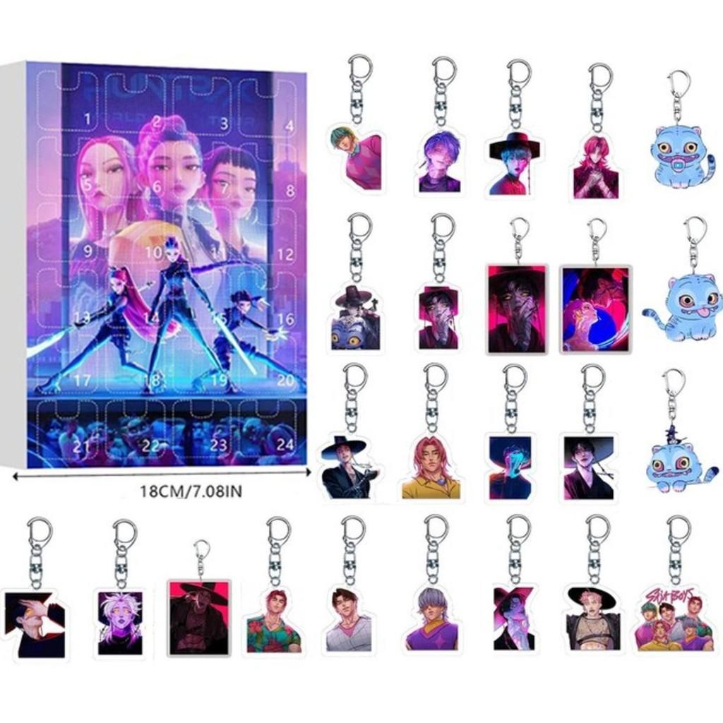 Kpop Demon Hunters Christmas Countdown Calendar With Acrylic Keychain Car Decor Gifts For Fans