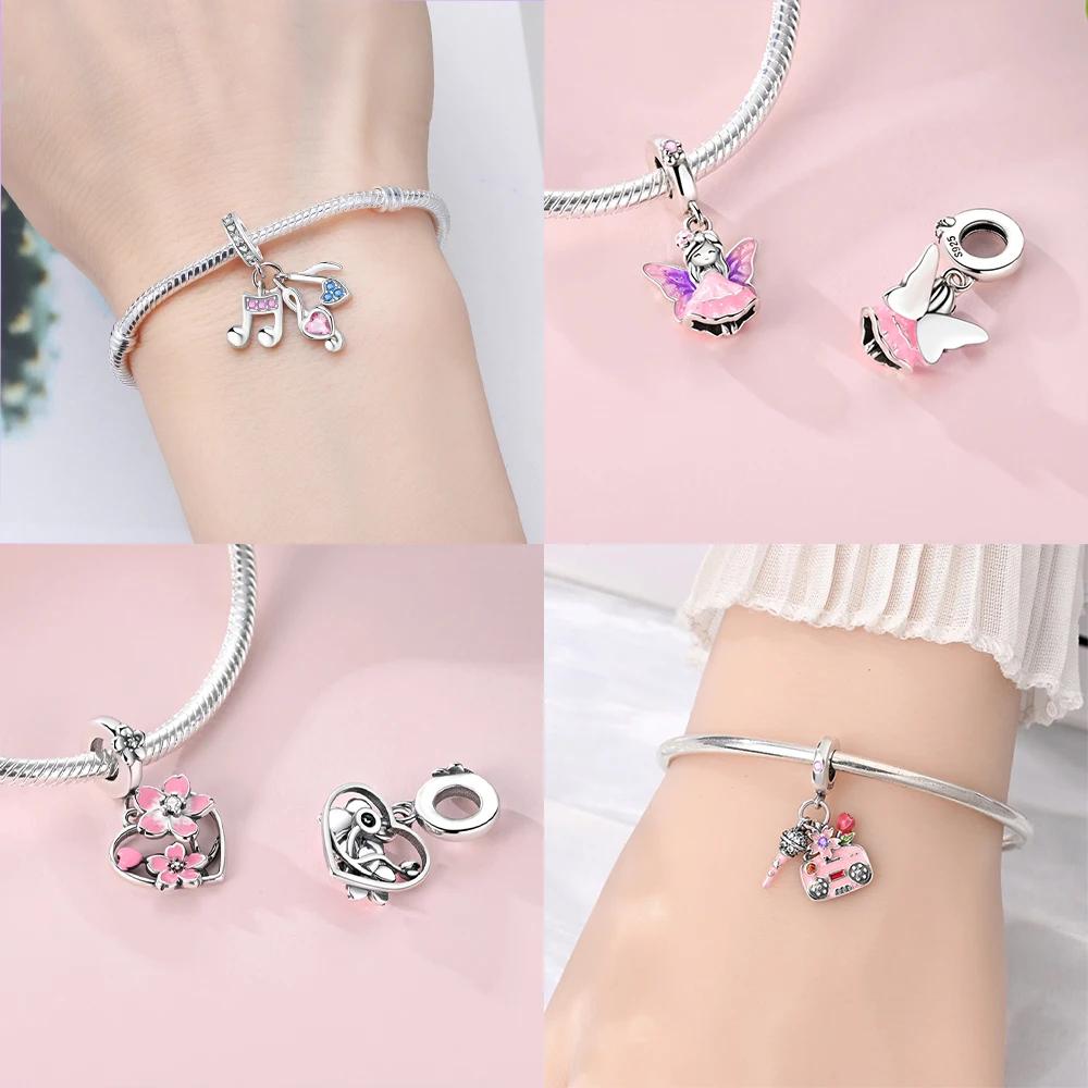 Balloon Butterfly Pendant Cherry Blossom Umbrella Beads Fit Bracelet Women Original Copper Jewelry Diy Anniversary Gift