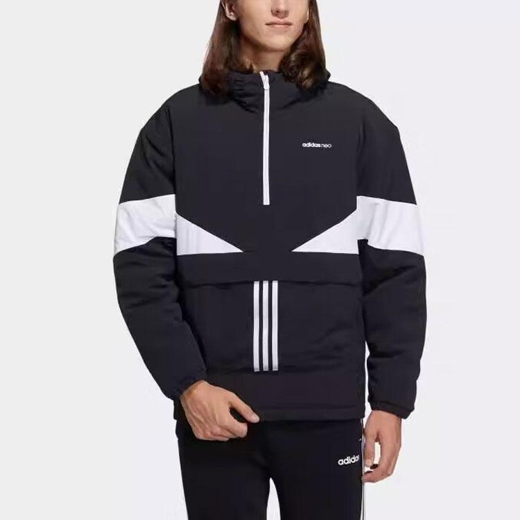 Adidas Jachetă cu glugă cu mânecă lungă Neo Color Block Jachete pentru bărbați Negru Alb H45244