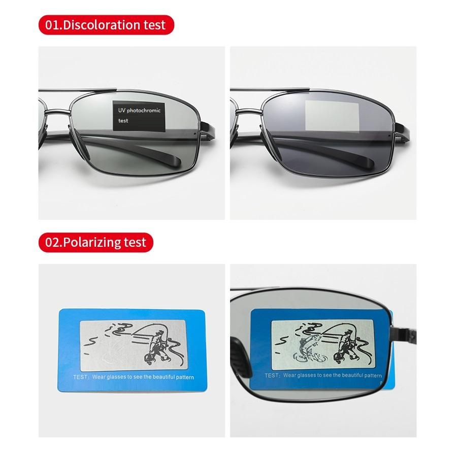 Fashion Photochromic Sunglasses Men Women Vintage Square UV400 Eyewear for Driving Fishing