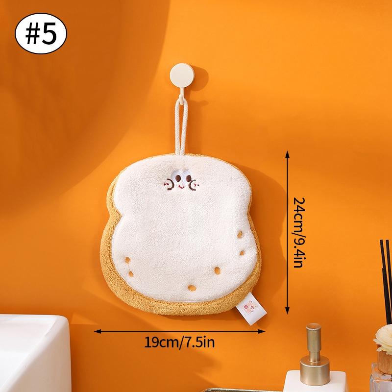 

Cute Hand Towel Wet Wipes Towel Bread Cheese Hanging Towel Children Bathing Towel Coral Fleece Handkerchief Absorbent Wipe Cloth 2pcs