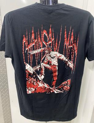CHAINSAW MAN Denji Crunchy Roll Double Sided Black Graphic Tee SZ L Unisex T-Shirt