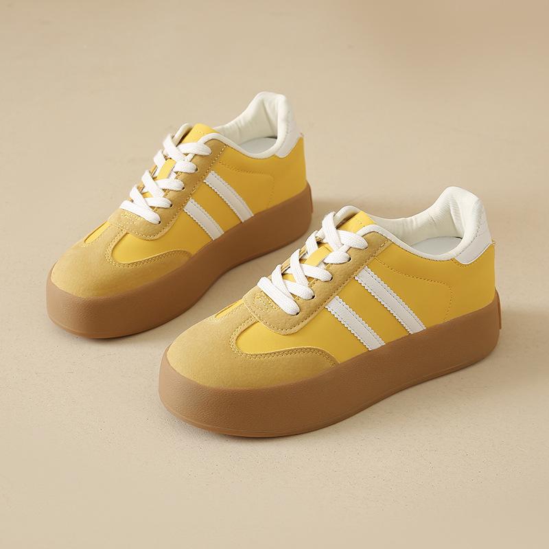 7Cm breathable German training shoes women's 2025 spring flat-bottomed lace-up versatile board shoes sports little white shoes breathable increase