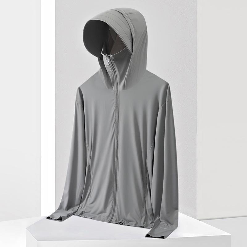 Unisex Ice Silk Sun Protection Jacket with Detachable Hood, UPF50+
