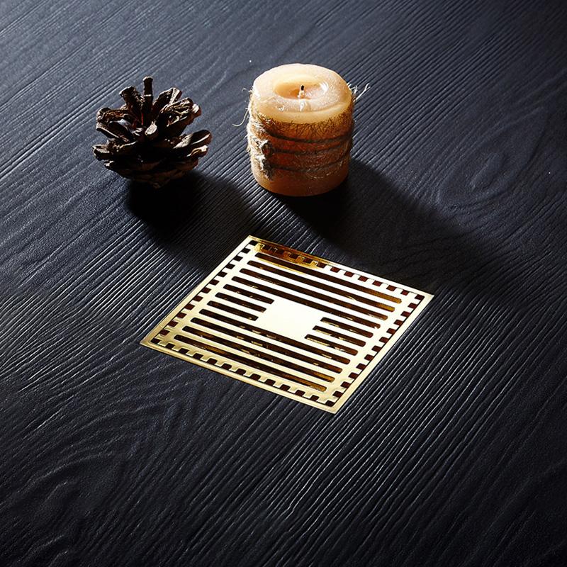 Drains 10*10cm Solid Brass Chrome Silver Shower Drain Bathroom Square Cover Anti-odor Hair Strainer Balcony Floor DrainBS-8109A