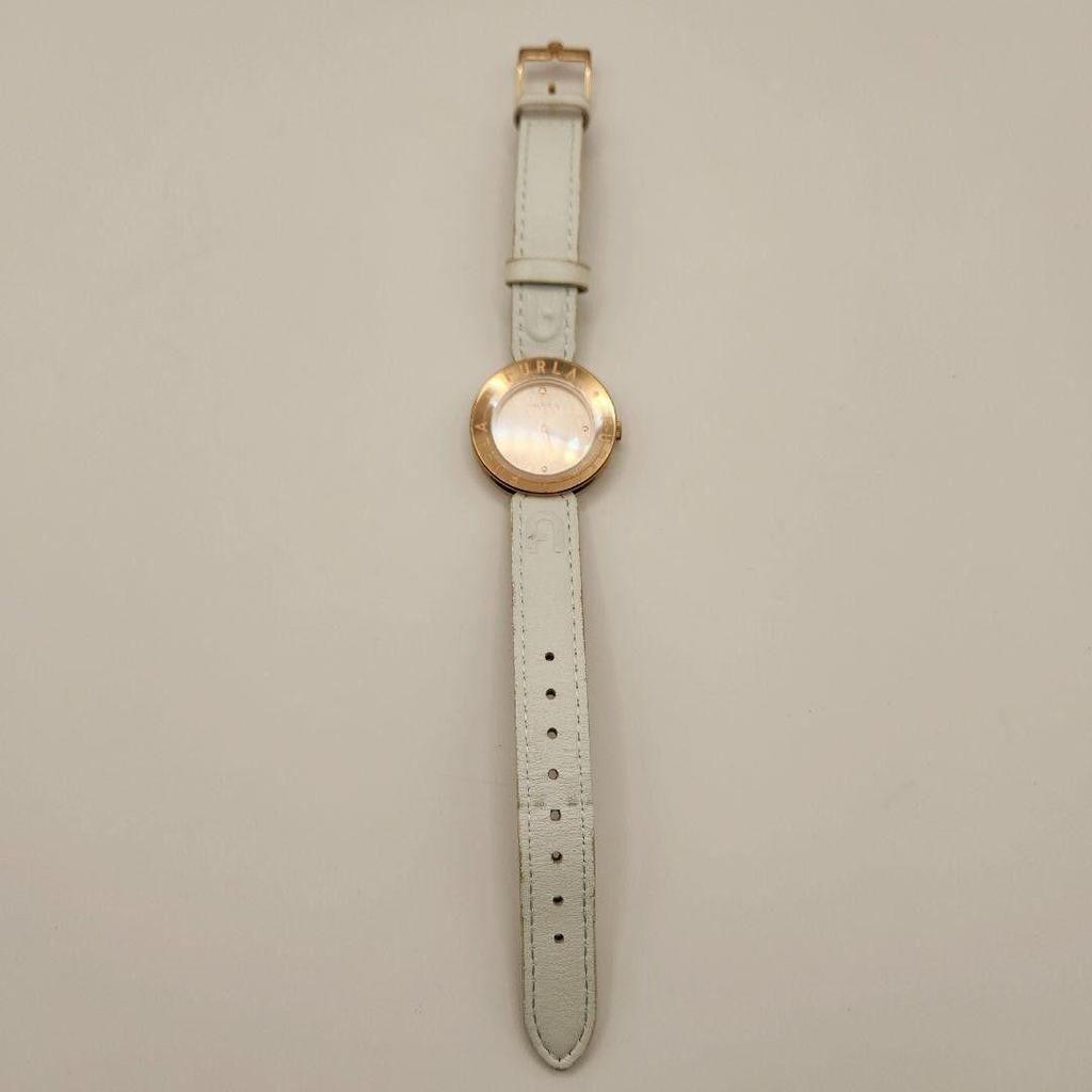 Used Good Condition FURLA Women's Watch White Gold Leather Belt