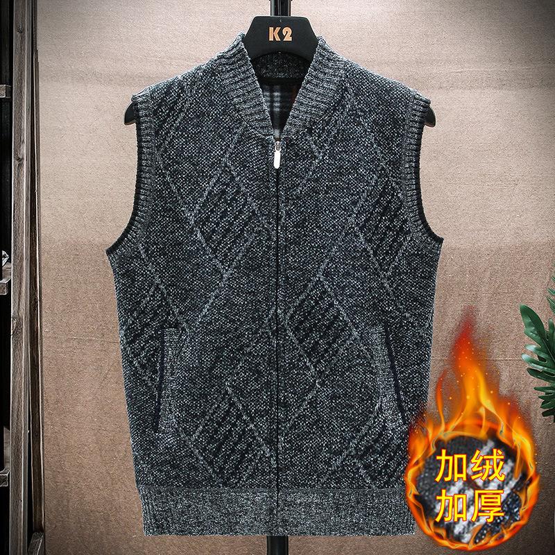 Men S Fleece Sleeveless Cardigan Vest Knit Sweater Top