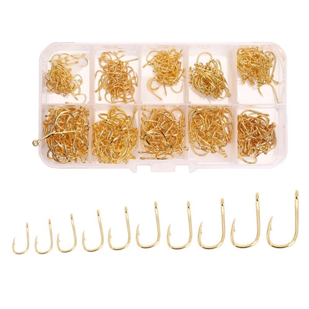 500PCS High Carbon Steel Fishing Hooks Set Sharpened Barb 3#-12# Barbed Fishing Hooks with Holes Black Fishing Hooks