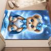 Cute blue bow bear cartoon rug for kids room nursery baby play mat soft non slip floor covering child safe area rug plushcrystal