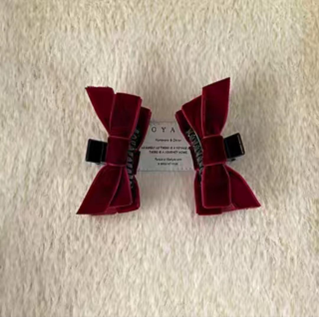 

Заколка для волос Wang Xinling Black Velvet Bow Side Bang - Аксессуар для волос в стиле принцессы