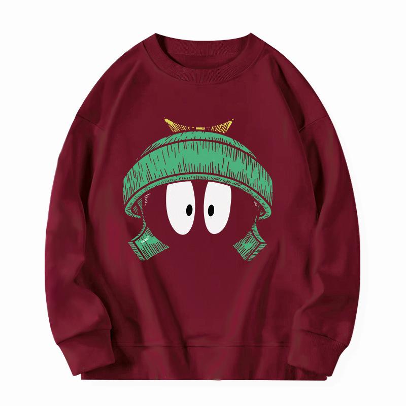 Fleece Fun Cartoon Printing Crew Neck Sweater Casual Pullover Female and Male Couples Trendy Coat