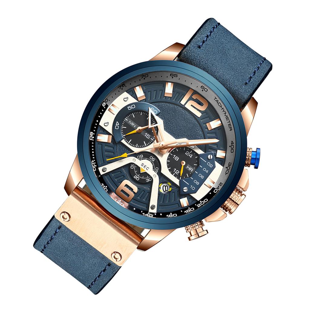 CURREN 8329 Quartz Watch Business Men Simple Sport Wristwatch Three Sub Dials Calendar Second Minute 24 Hour Display
