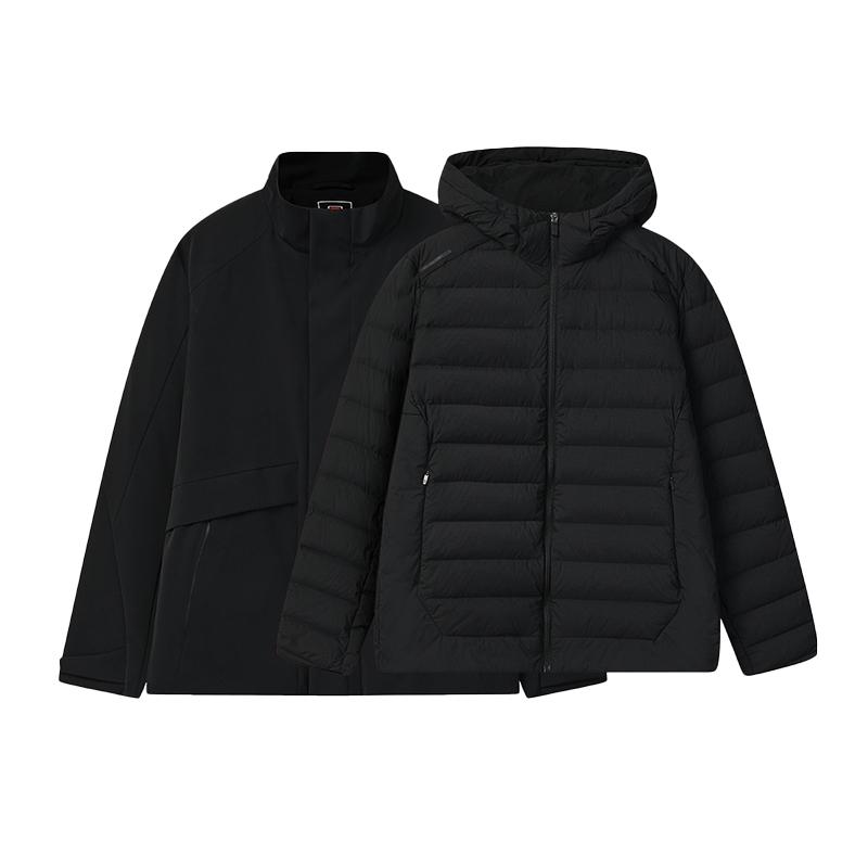 FILA Fitness Removable Two-Piece Set Simple Comfortable Fashion Casual Versatile Warm Hooded Duck Down Jacket Men Outerwear F11M543905FBK