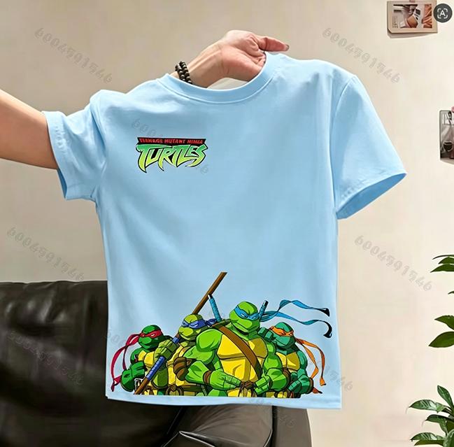 Latest hit product Ninja Turtles cartoon print childrens pure cotton Tshirt Soft and adorable top for children aged 312