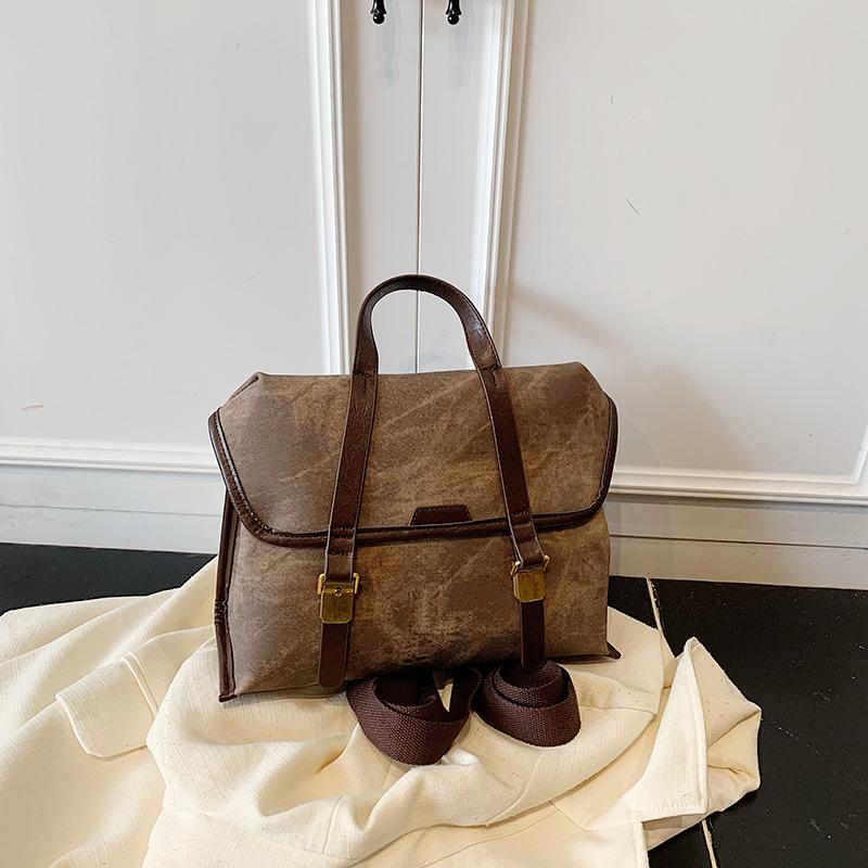 Premium texture backpack women's 2025 new fashion retro college student schoolbag going out commuting backpack travel bag