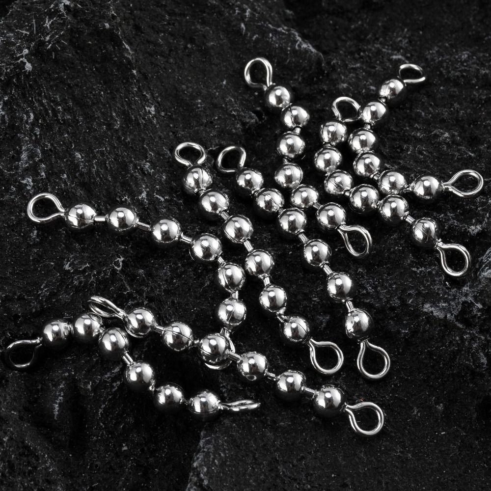 5pcs Bead Fishing Bead Chain Swivel Fishing Rolling Solid Ring Connector  Trolling Rig Saltwater