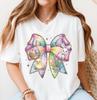 Coquette Easter Bunny Bow Shirt, Floral Rabbit Tee