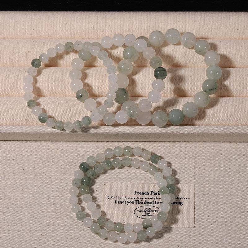 Tianshan Smaragd Jade Armband mit goldenem Faden & schwebenden Blumen für Damen & Herren