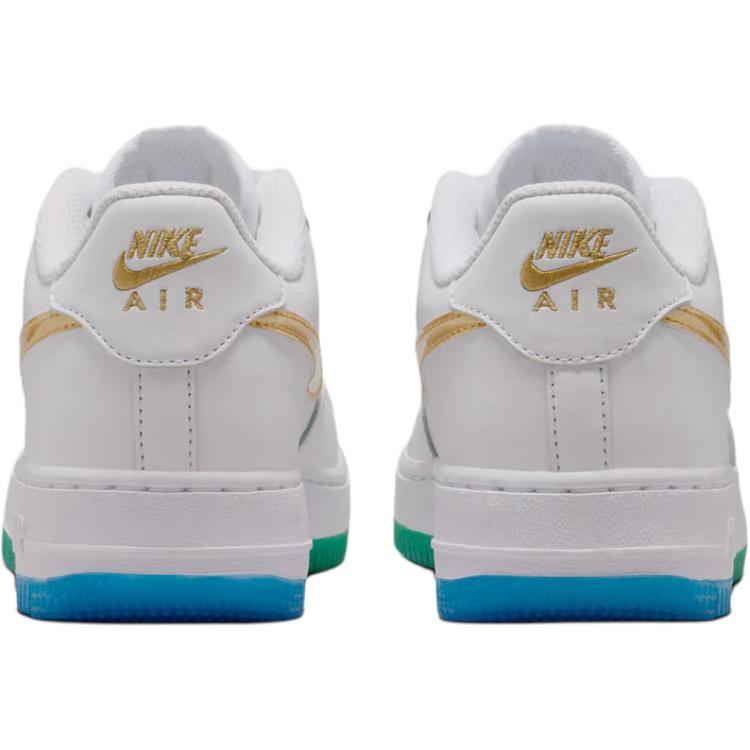 Nike Air Force 1 GS White Soar Sonic Yellow Kids Sneakers Black Metallic-Gold IR3538-100