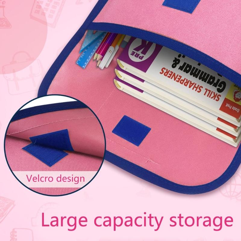 File Bag with Clear Label Window School Book Bag Portable Document Folder