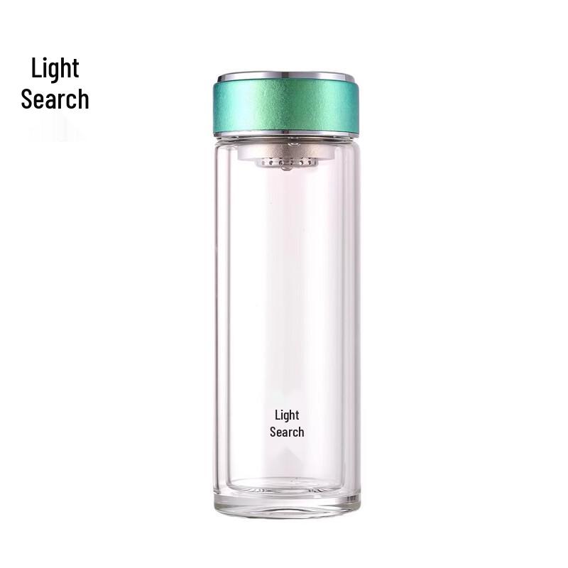 Double-Wall Borosilicate Glass Tea Infuser Bottle with Titanium & Silver Ion