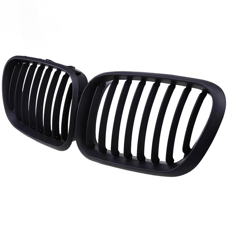 Car Front Bumper Center Grilles for BMW X5 E53 3.0d/3.0i/4.4i/4.6is 2000 2001 2002 2003 Pre-facelift Matte Black