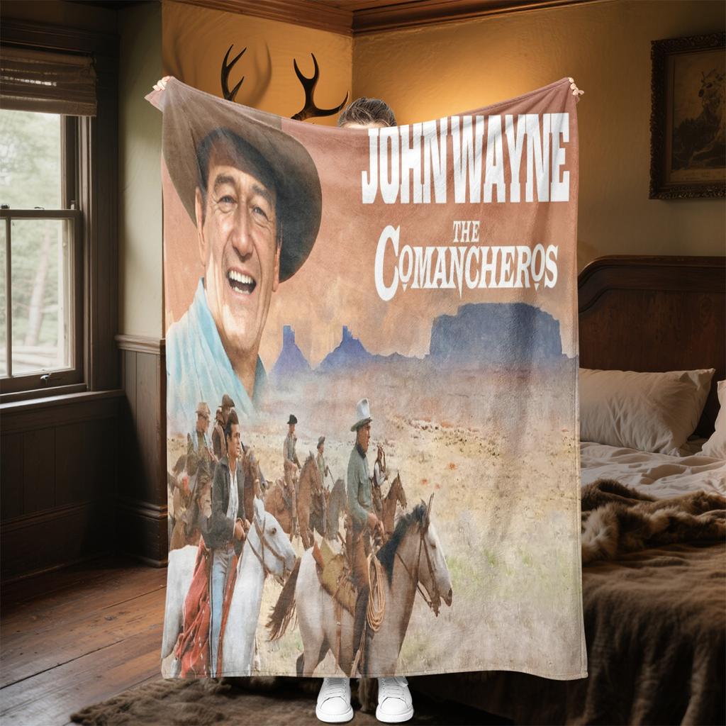 1pc John Wayne's Western Cowboy Trail Blanket, Al Season Lightweigh Poster Blanket Home Office Outdoor Nap Multifunc Poster Blanketional Blanket